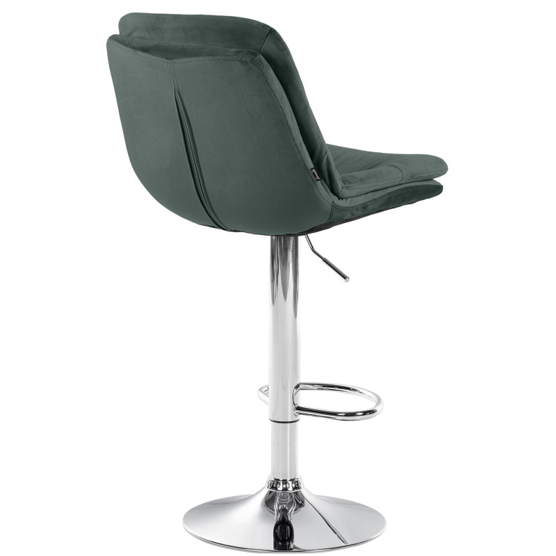 Tabouret de bar chromé en velours Laurel vert foncé