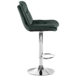 Tabouret de bar chromé en velours Laurel vert foncé