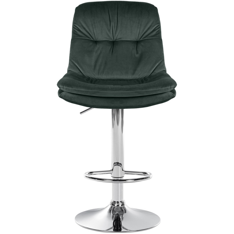 Tabouret de bar chromé en velours Laurel vert foncé