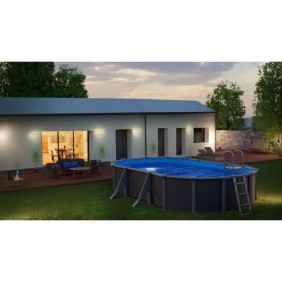 Piscine hors sol ovale en acier gris anthracite - GRE - Louco - Filtration a sable