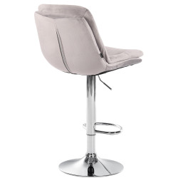 Tabouret de bar chromé en velours Laurel gris