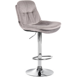 Tabouret de bar chromé en velours Laurel gris