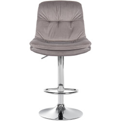 Tabouret de bar chromé en velours Laurel gris