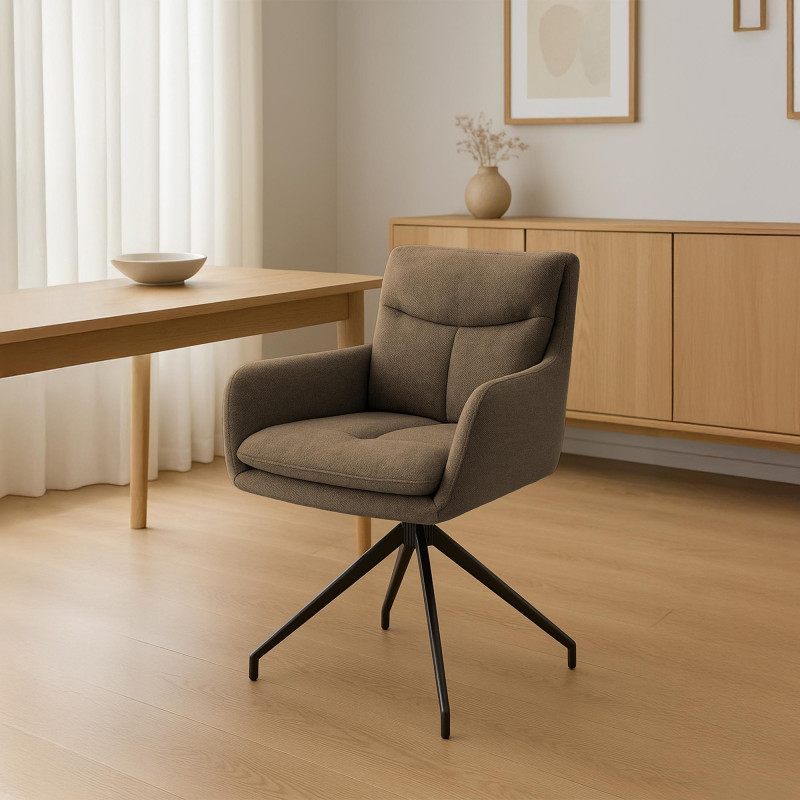 Chaise de salle à manger Somers en tissu marron