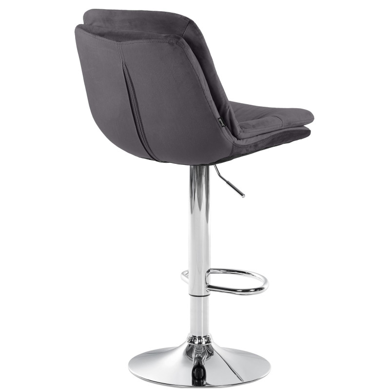 Tabouret de bar chromé en velours Laurel noir