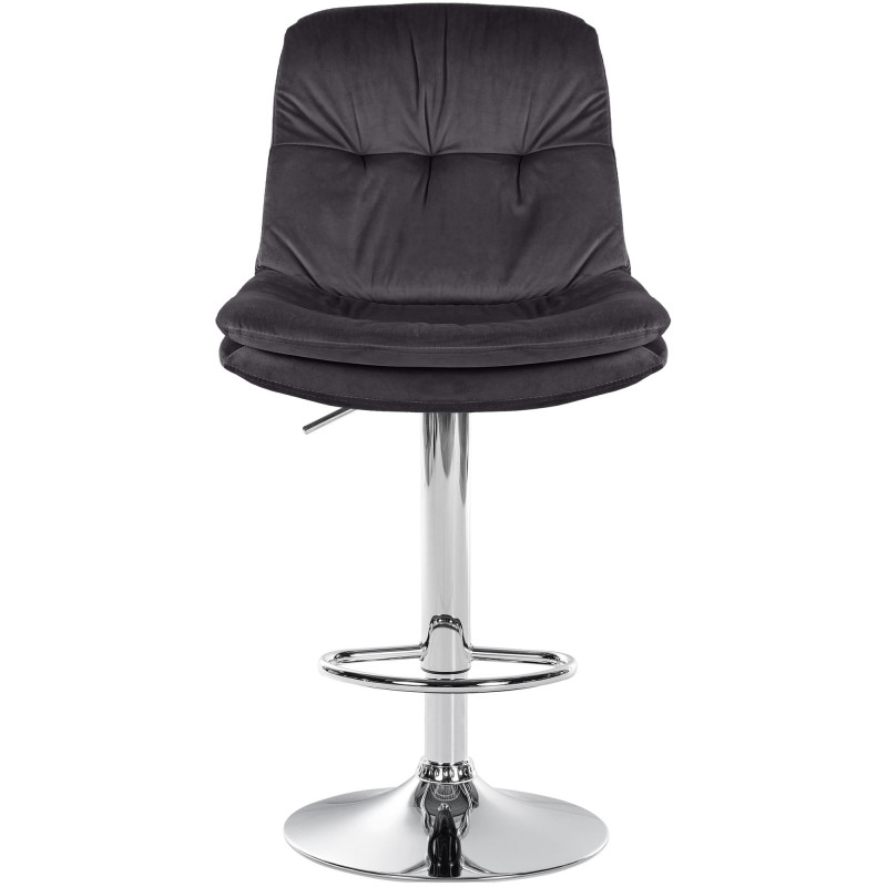 Tabouret de bar chromé en velours Laurel noir