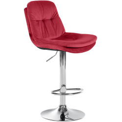 Tabouret de bar chromé en velours Laurel rouge