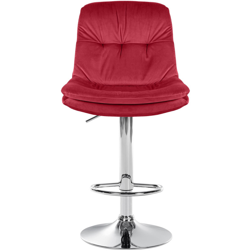 Tabouret de bar chromé en velours Laurel rouge