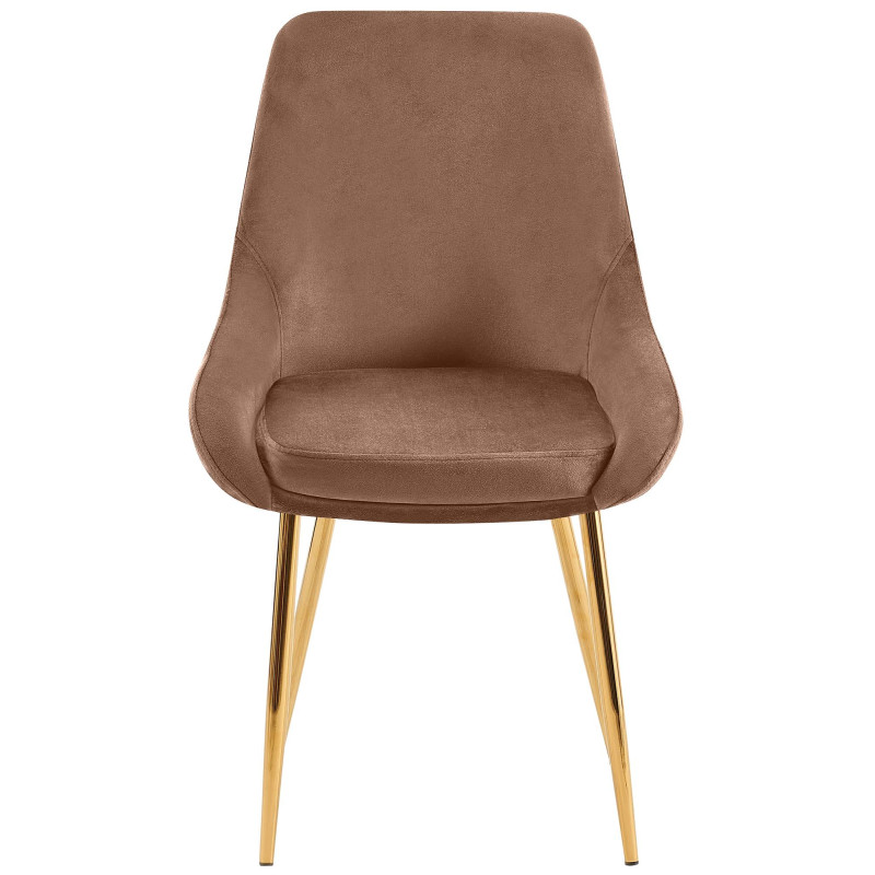 Lot de 2 chaises de salle à manger Elmira en velours doré marron