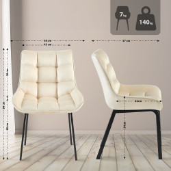 Fauteuil Saranda, velours, crème