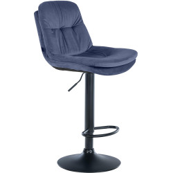Tabouret de bar Laurel en velours bleu