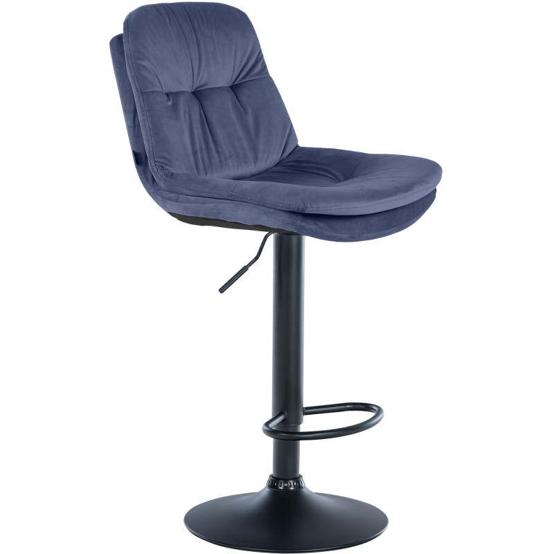 Tabouret de bar Laurel en velours bleu