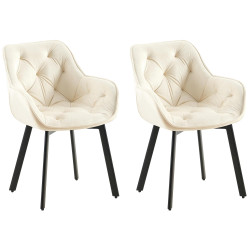 Lot de 2 chaises de salle à manger Antigo velours crème
