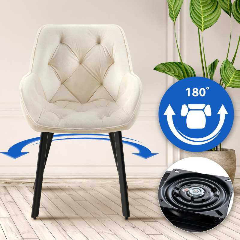 Lot de 2 chaises de salle à manger Antigo velours crème