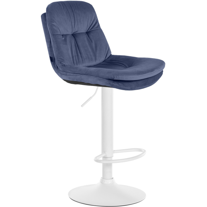 Tabouret de bar Laurel en velours bleu