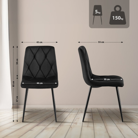 Chaise de salle à manger Clairton en velours noir