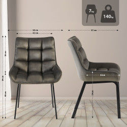 Chaise Saranda en velours anthracite