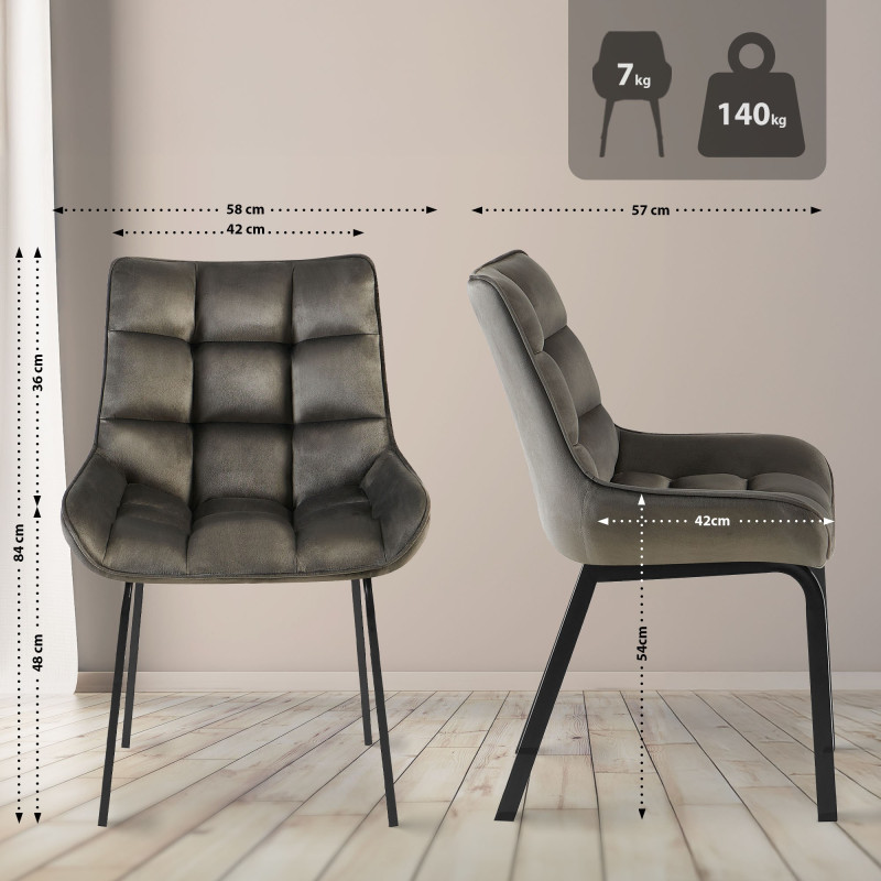 Chaise Saranda en velours anthracite