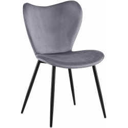 Chaise de salle à manger Maika, velours, gris foncé