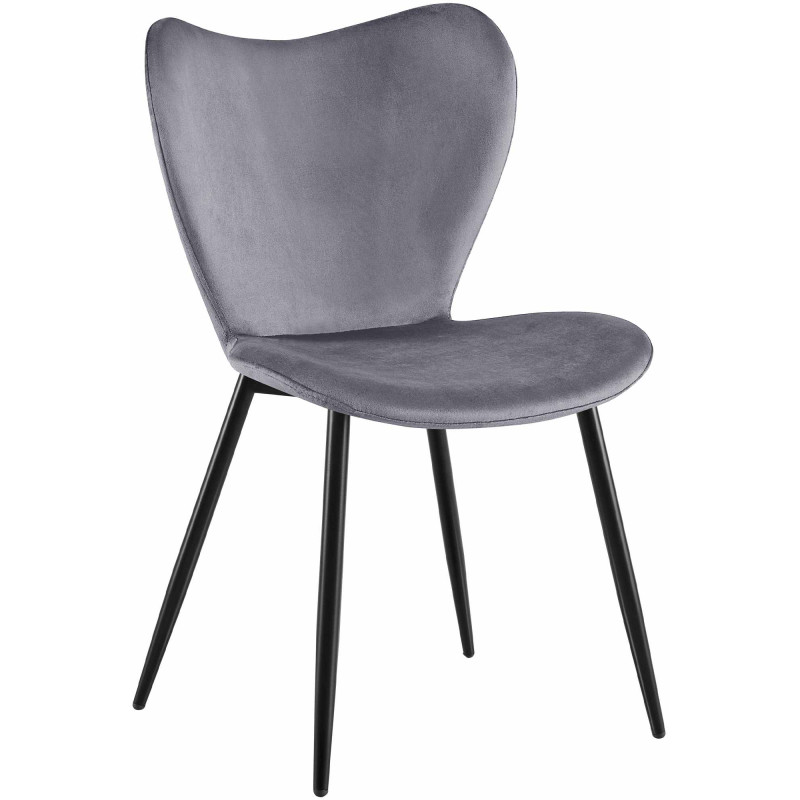 Chaise de salle à manger Maika en velours gris foncé