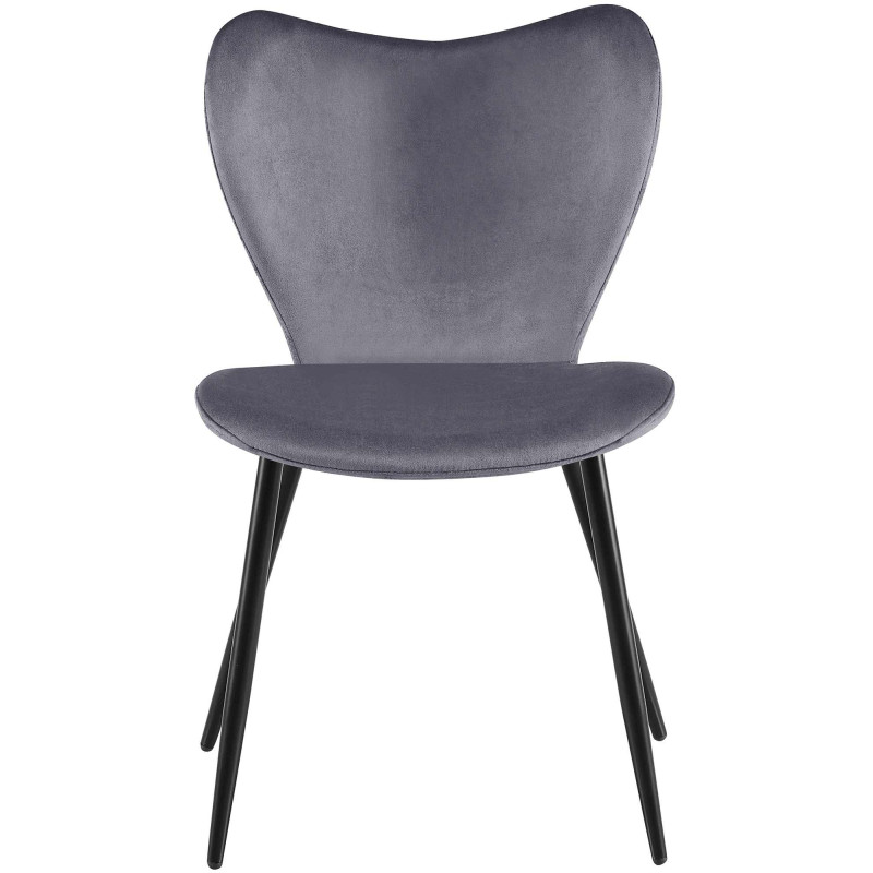 Chaise de salle à manger Maika en velours gris foncé