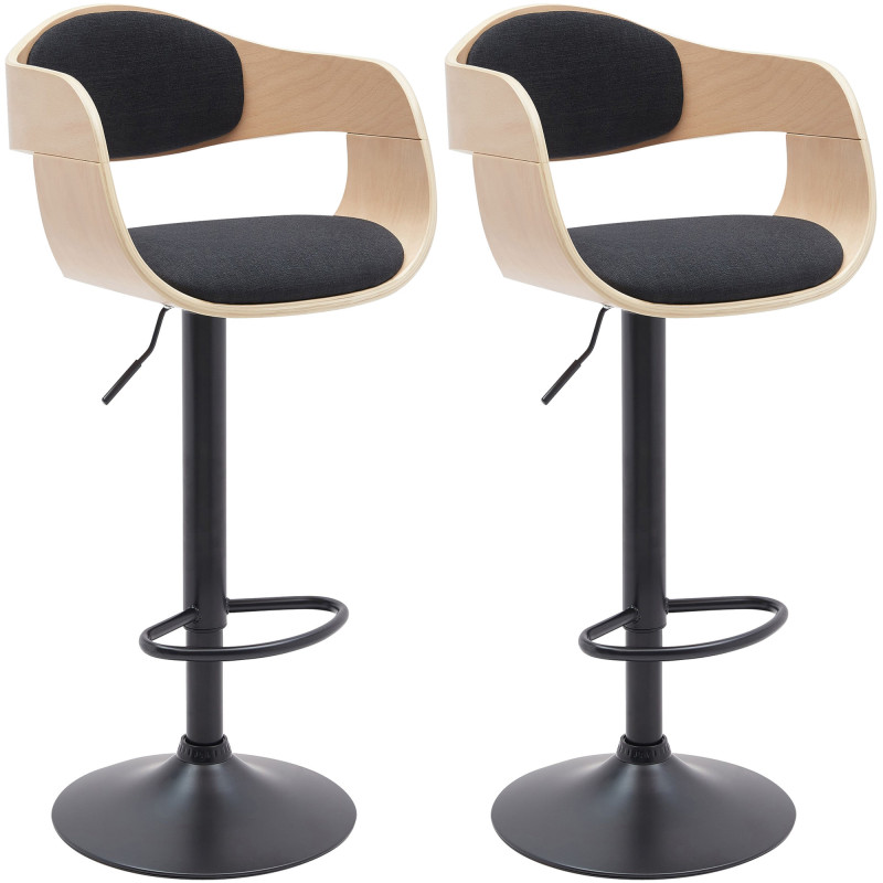 Lot de 2 tabourets de bar en tissu Kingston B naturel/noir