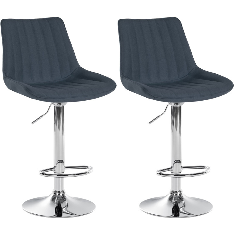 Lot de 2 tabourets de bar Toni tissu chromé gris foncé