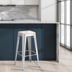 Lot de 4 tabourets de bar Joshua argent