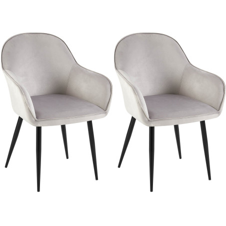 Lot de 2 chaises de salle à manger Boise velours gris