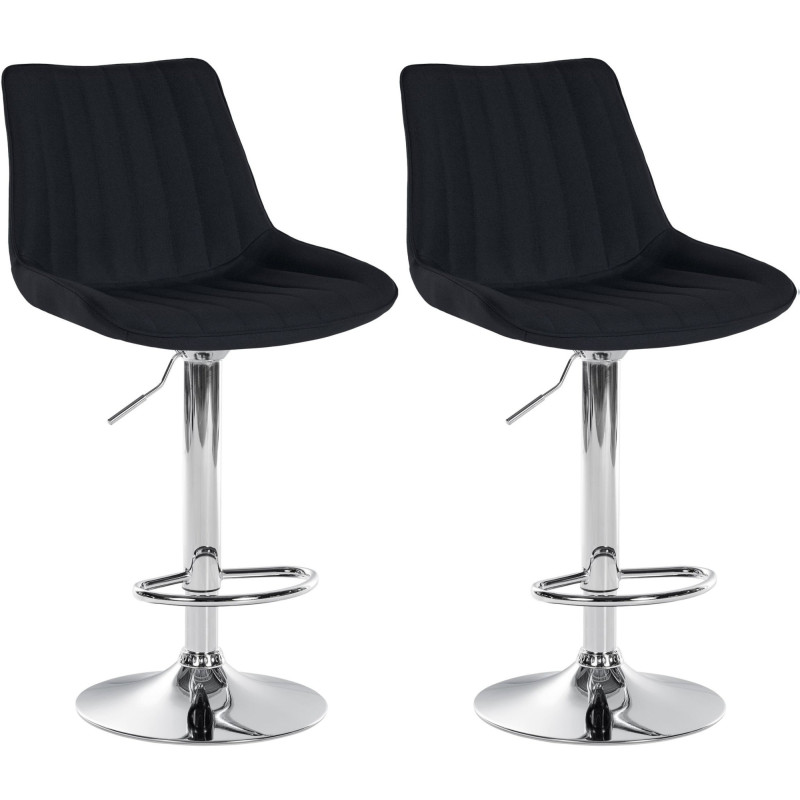 Lot de 2 tabourets de bar Toni tissu chromé noir