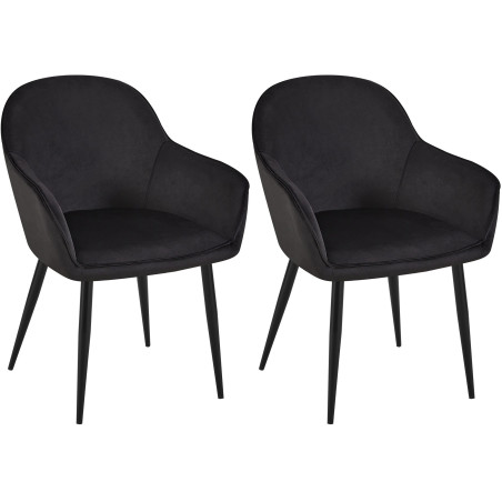 Lot de 2 chaises de salle à manger Boise en velours noir
