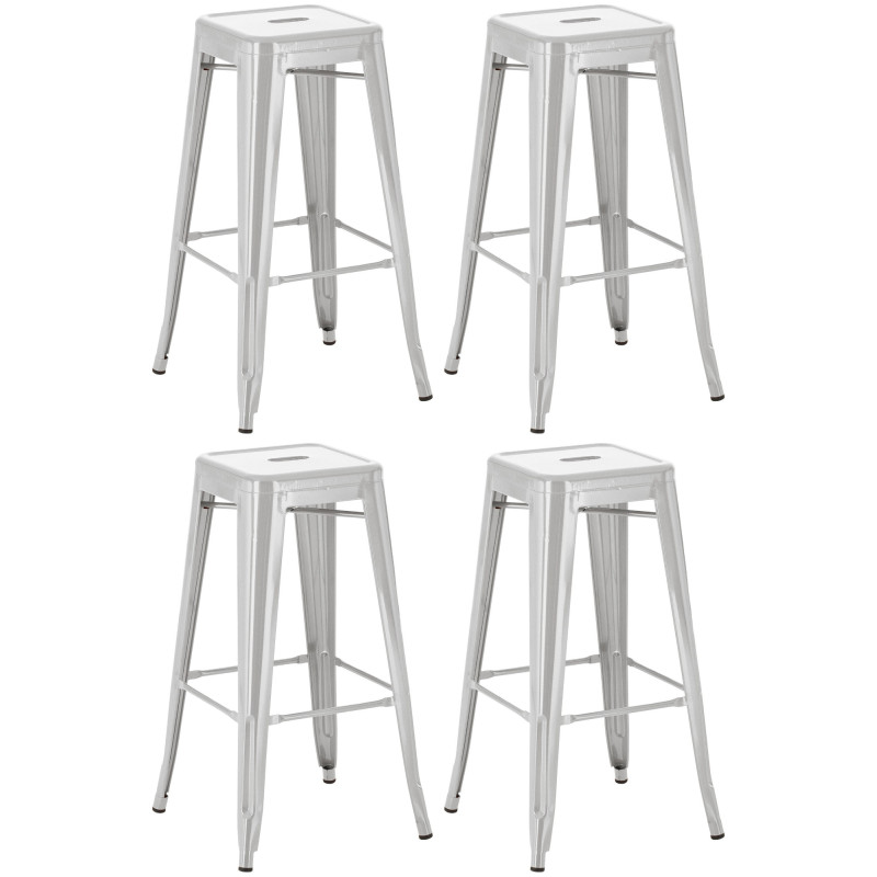 Lot de 4 tabourets de bar Joshua argent