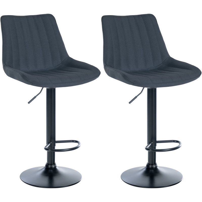 Lot de 2 tabourets de bar Toni en tissu gris foncé