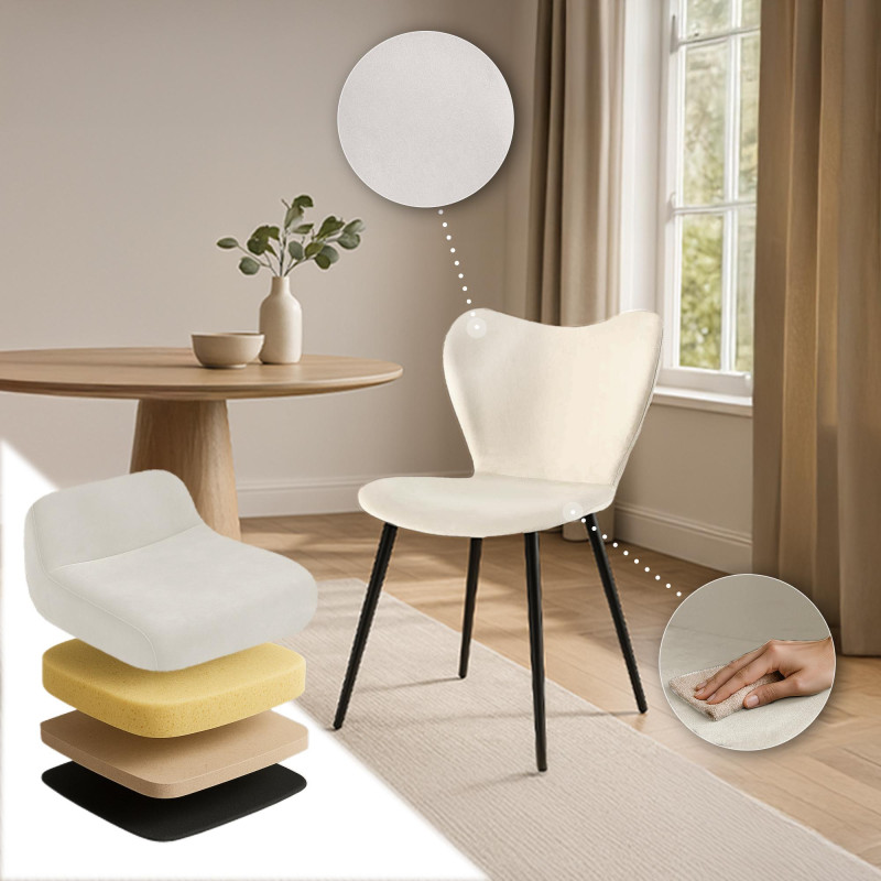 Chaise de salle à manger Maika, velours gris