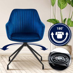 Chaise de salle à manger Welby en velours bleu foncé