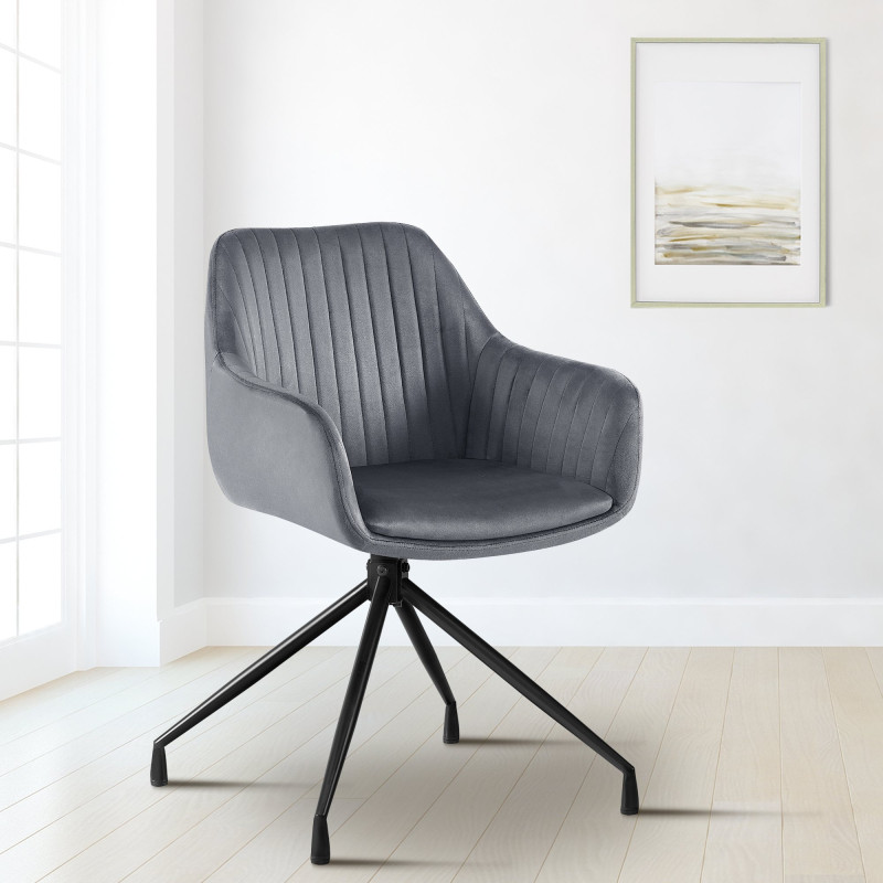 Chaise de salle à manger Welby en velours gris foncé