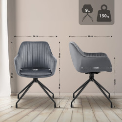 Chaise de salle à manger Welby en velours gris foncé