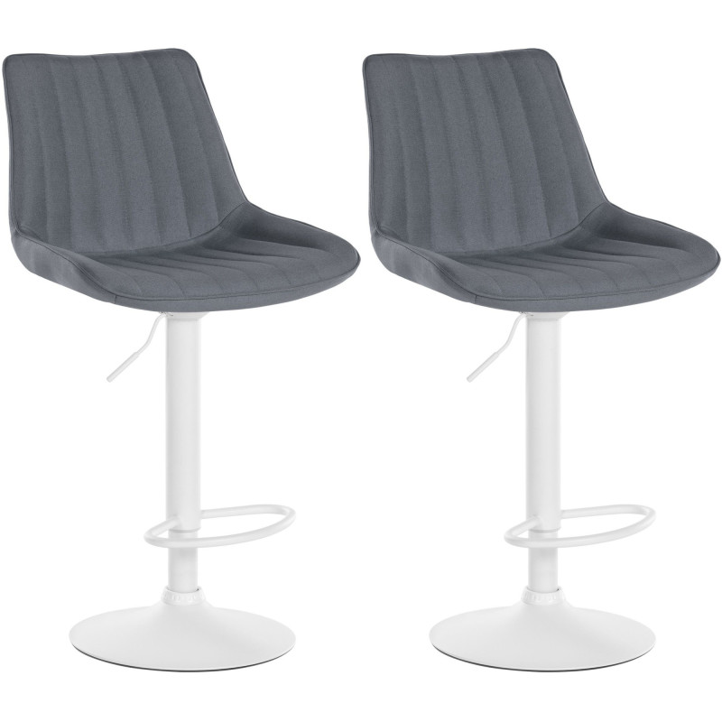 Lot de 2 tabourets de bar Toni en tissu gris