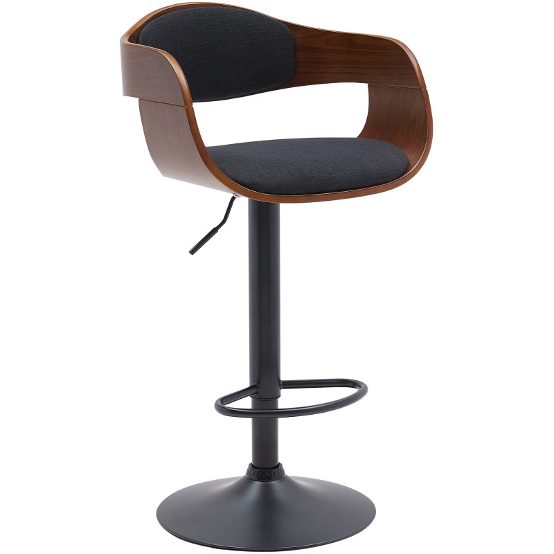 Tabouret de bar Kingston B en tissu noyer/noir