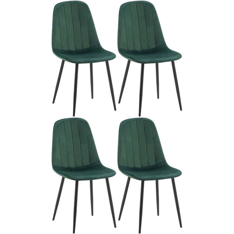 Lot de 4 chaises de salle à manger Baxter en velours vert