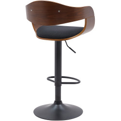 Tabouret de bar Kingston B en tissu noyer/noir