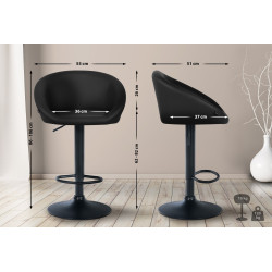 Tabouret de bar Davie, simili cuir noir