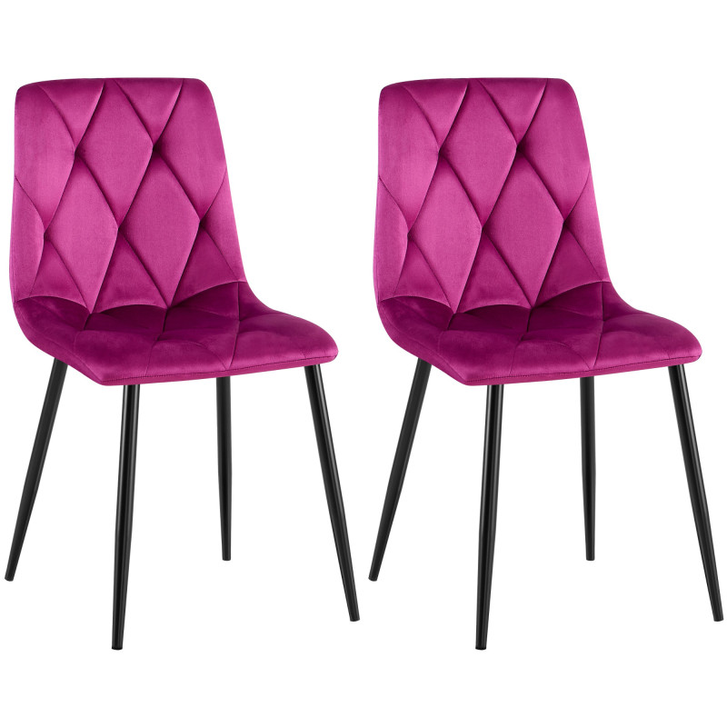 Ensemble de 2 chaises de salle à manger Clairton en velours violet