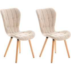Lot de 2 chaises Elda tissu crème