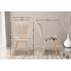 Lot de 2 chaises Elda tissu crème