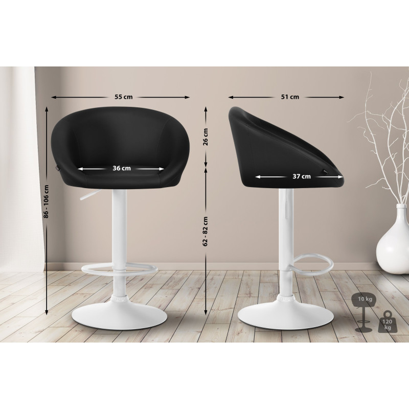 Tabouret de bar Davie, similicuir noir
