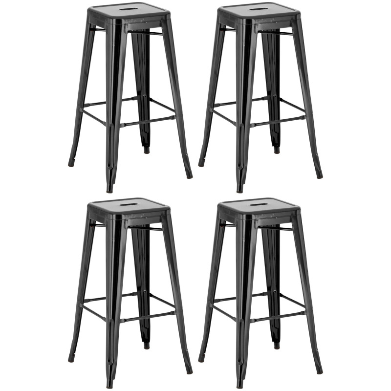 Lot de 4 tabourets de bar Joshua noir