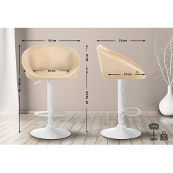 Tabouret de bar Davie, similicuir crème