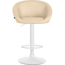 Tabouret de bar Davie, similicuir crème