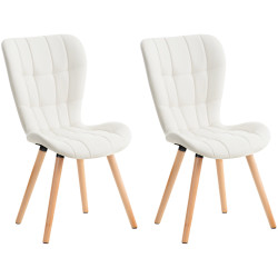 Lot de 2 chaises Elda en simili cuir blanc